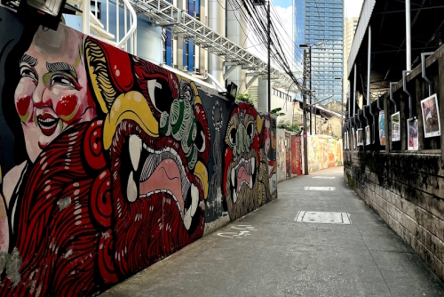 street Painting, Graffiti With, Old House, Talat Noi District, Charoenkrung Road, Yaowarat Area, Bangkok, Thailand