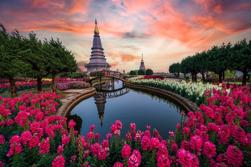 Doi Inthanon national park of Thailand. Pagoda on Inthanon national park at Chiang Mai, Thailand