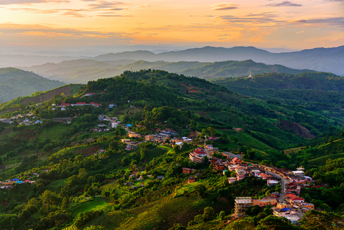 Doi Mae Salong is a mountain Village north of Chiang Rai, Thailand