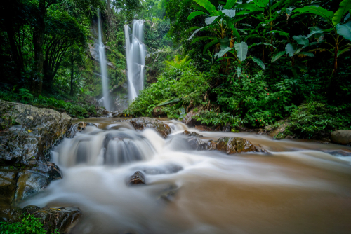 A waterfall in Doi-Suthep-Pui-National-Park near Chiang Mai, Thailand, Travel with Joy