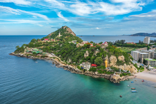 Wat Khao Takiab hill and beach in hua Hin resort town, Prachuap Khiri Khan, Thailand