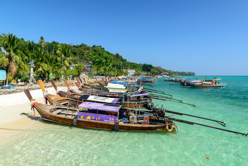 Koh-Phi-Phi-Don Long-Beach-Ao-Tonasai Vllage in the Andaman sea, Thailand, travel