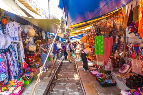 Maeklong-Railway-Market southwest of Bangkok, Thailand