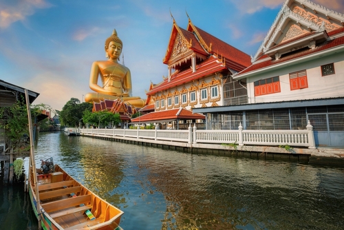 The Big Seated Buddha Statue (Buddha Dhammakaya Dhepmongkol) at Wat Paknam Phasi Charoen (temple) in Bangkok, Thailand