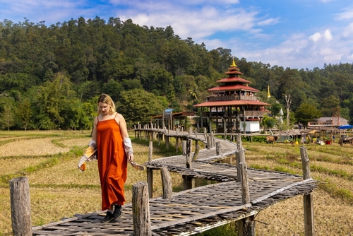 Koh Ku So Bamboo Bridge near Pai west of Chiang Rai, Thailand, Traavel with Joy