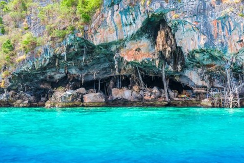 Koh-Phi-Phi-Leh Viking Cave in the Andaman sea, Thailand, travel