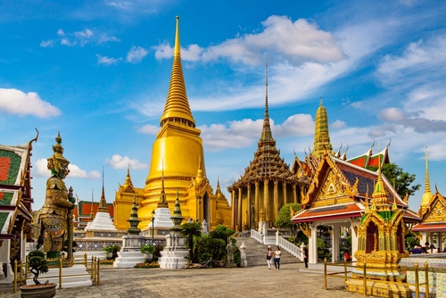 Wat Phra Kaew in Bangkok, Thailand - is a sacred temple and it's a part of the Thai grand palace, the Temple houses an ancient Emerald Buddha