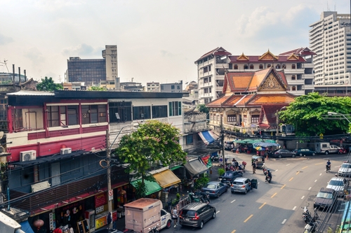 Landscape of Wat Khanika Phon, located in Yaowarat district, Bangkok, Thailand