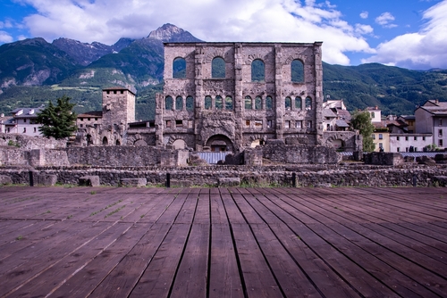 Spectacular Roman theatre in Aosta Town, Aosta Valley, Italy