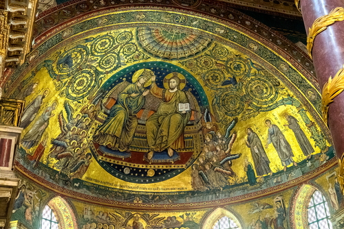 Interior view of the Basilica di Santa Maria Maggiore, the largest Roman Catholic Marian church in Rome, Lazio, Italy
