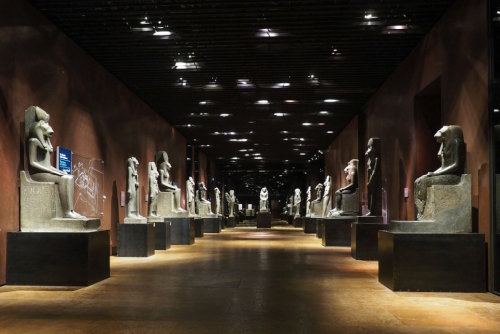 Statues of goddess Sekhmet at Museo Egizio (Egyptian Museum) in Turin, Piedmont, Italy