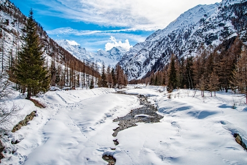 Gran Paradiso National Park, winter landscape, Western italian Alps, Italy