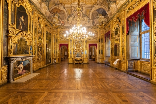 Baroque old room interior in Carignano Palace, Turin, Piedmont, Italy