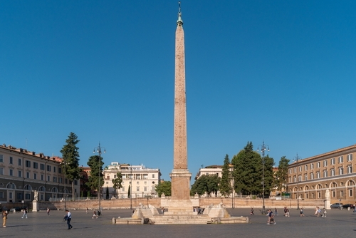 View of Piazza del Popolo with Flaminio Obelisk in Rome, Lazio, Italy