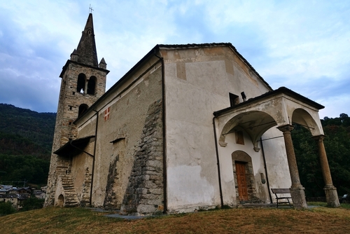 Saint Vincent, Aosta Valley, Italy. Church of San Maurizio better known also as the church of Moron is the oldest church in the Aosta Valley