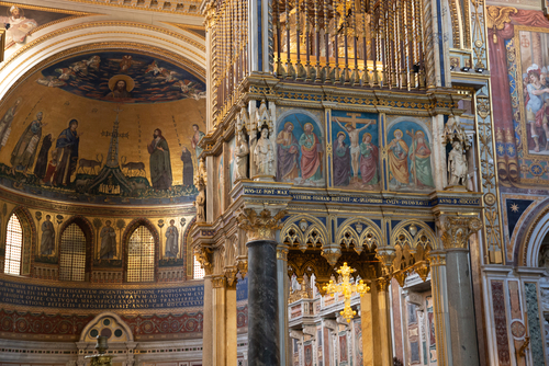 Interior view of San Giovanni in Laterano (St John Lateran in Rome) in Rome, Lazio, Italy