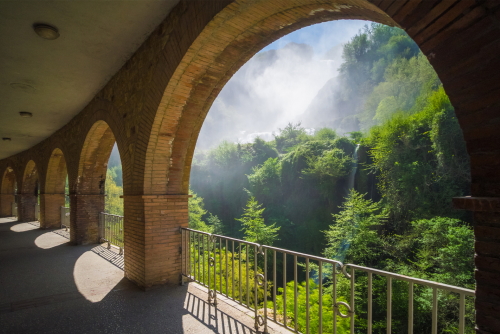 The 'Cascata delle Marmore' is a touristic park with a man-made waterfall created by the ancient Romans. The fall of Velino river in total is height 165meters, located near Rome, Lazio, Italy