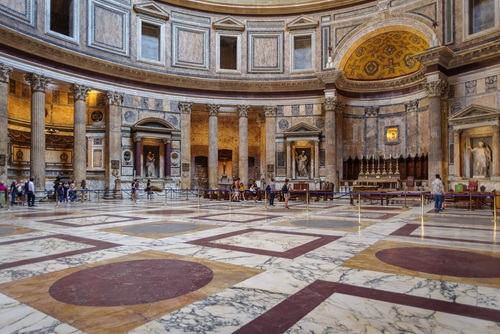Tourists and visitors from all over the world visiting of the historic monument, the Pantheon of Rome, Lazio, Italy, UNESCO World Heritage Site