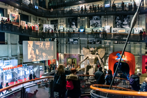 Tourists visit National Museum of Cinema in Turin, Piedmont, Italy. The Museum is one of the most important of its kind in the world