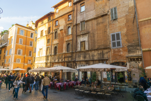 Scene of everyday life in Ghetto, historic Jewish district, Trastevere in Rome, Lazio, Italy