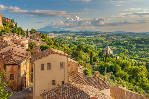 Landscape of the Tuscany seen from the walls of Montepulciano, Tuscany, Italy