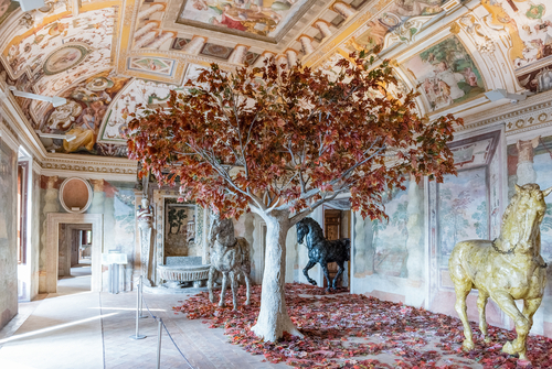 Interiors of Villa D'Este in Tivoli, near Rome, Lazio, Italy. Listed as UNESCO world heritage site, it's famous for its terraced Renaissance garden and for its many fountains