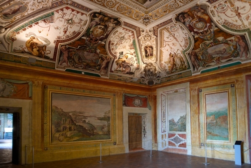 Interiors of Villa D'Este in Tivoli, near Rome, Lazio, Italy. Listed as UNESCO world heritage site, it's famous for its terraced Renaissance garden and for its many fountains