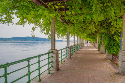 Center of Arona, located on the shore of Lake Maggiore in Lombardy, Italy