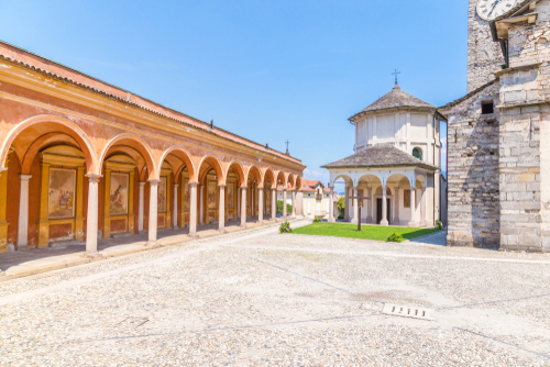 Baveno's parish church, a town in the province of Verbano-Cusio-Ossola, part of Lombardy, northern Italy, on the west shore of Lake Maggiore