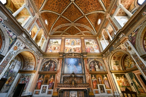 An interior view of the nuns' hall, at the church of San Maurizio at the Maggiore Monastery in Milan, Lombardy, Italy