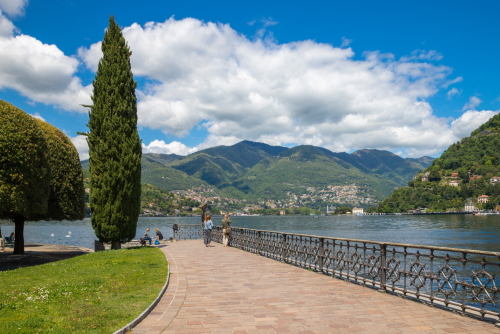 The promenade in city of Como, Lake Como, Lombardy, Italy