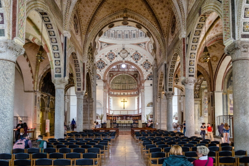 Interior view of the church of Santa Maria delle Grazie in Milan, Lombardy, Italy