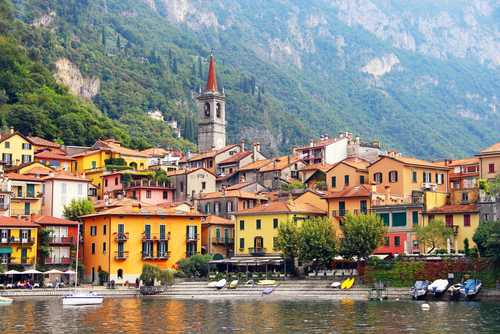 Resort town Varenna at Lake Como, Lombardy, Italy. Varenna is a popular tourist resort near Milan