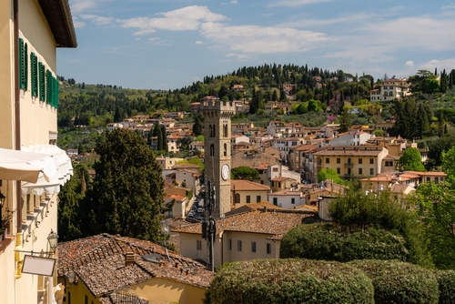 View of Fiesole on a Sunny Spring Day near Florence, Tuscany, Italy