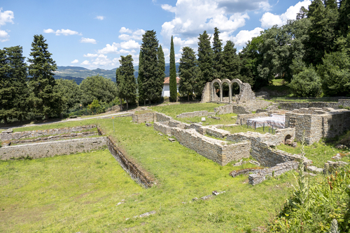 The Etruscan ruins and the Roman amphitheater in Fiesole, near Florence, Tuscany, Italy