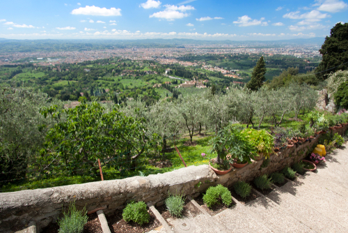 A beautiful landscape view of Florence from Fiesole, Tuscany, Italy