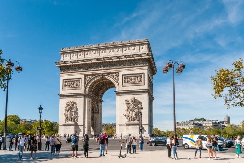 View of Arc de Triomphe, Paris, France