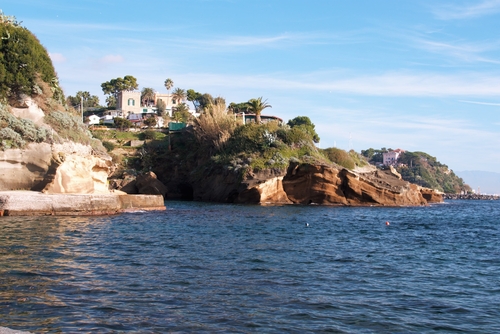 A view of the coast close to the Underwater Park of Gaiola, a protected marine area in Naples, Campania, Italy