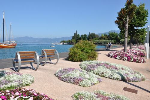 View of the beautiful promenade at the city of Bardolino, La Garda, Veneto, Italy