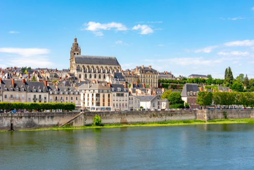 Cityscape of Blois and Loire river, France