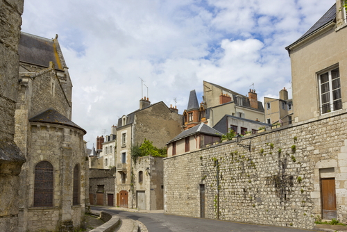 Street with historical building in old town, Blois, France