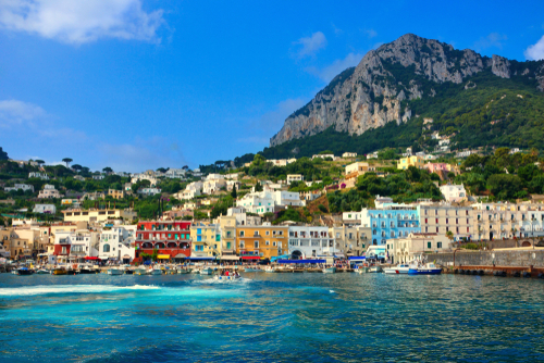 Colorful harbor, Marina Grande on the beautiful Mediterranean island of Capri, Campania, Italy