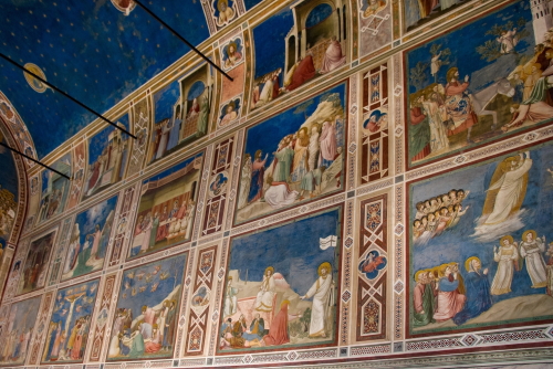 Interior view of the beautiful frescoes on the walls of Cappella degli Scrovegni (Scrovegni Chapel), Padua (Padova), Veneto, Italy
