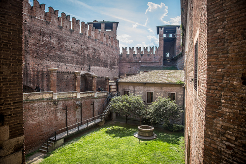 Courtyard of the castle of Castelvecchio in Verona, Veneto, Italy