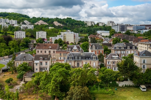 Aerial view of Epernay, the Capital of Champagne, Region Champagne-Ardenne, France
