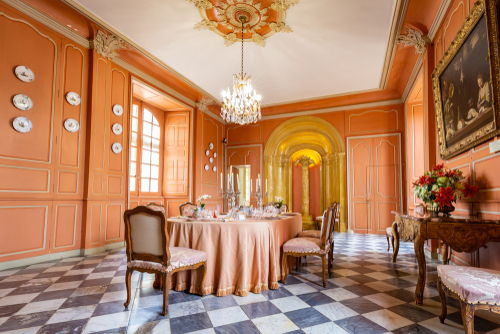 Interior of the dining room in Chateau de Villandry, Loire Valley, France. One of the most visited castles in France