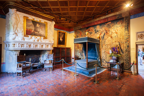 Chateau de Chenonceau interior, french castle near Chenonceaux village, Loire valley in France
