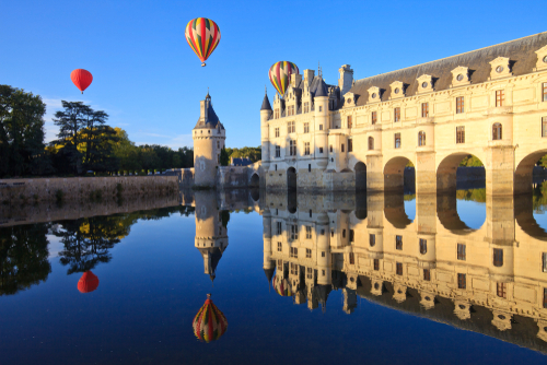 The castle of Chenonceau over the river cher, Loire Valley, France