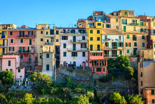 Traditional colorful houses in the village of Corniglia in Cinque Terre, Liguria, Italy