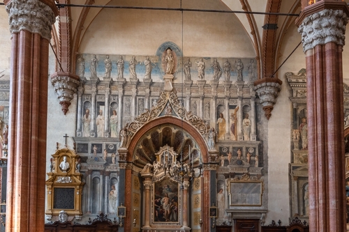 The Calcasoli Chapel dedicated to St. Anthony of Vienna with frescoes by Giovanni Maria Falconetto in the cathedral of Santa Maria Matricolare in Verona, Veneto, Italy